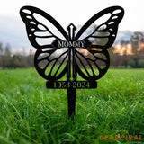Personalized Butterflies Memorial Metal Stake Memorial Plaque with Stake Metal Grave Stake - Gearviral