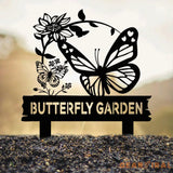 Personalized Butterfly Garden Sign Custom Metal Garden Stake Gardener Name Sign Butterfly Yard Art Metal Garden Decor