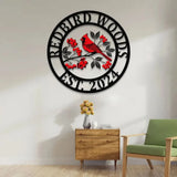 Personalized Cardinal On A Branch Metal Sign Custom Cardinal Bird Decor Outdoor Garden Sign Family Name Wall Decor