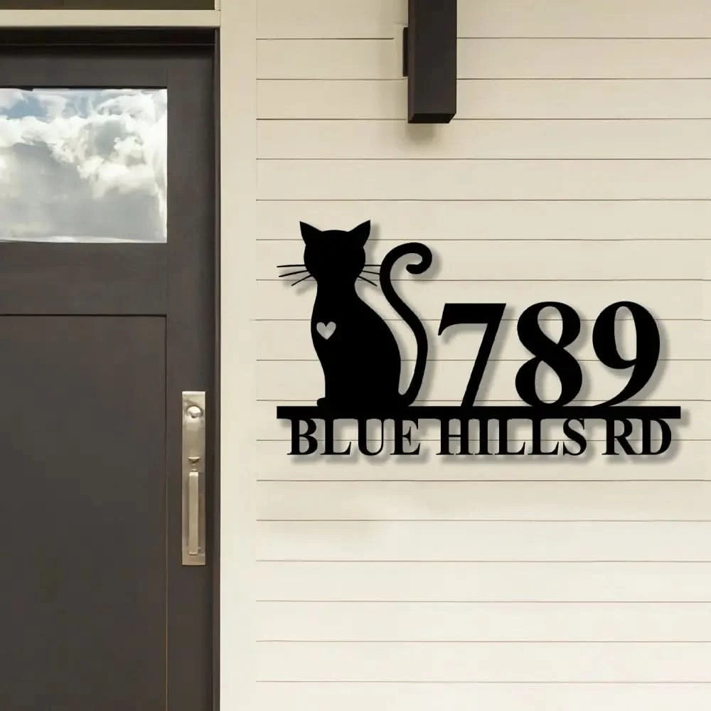 Personalized Cat Address Sign Custom Address Sign Cat Lover Gift House Warming Gift - Gearviral