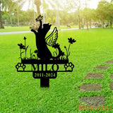 Personalized Cat Memorial Garden Stake - Cat with Wings and Butterfly Stake - Cat Lover - Loss of Cat Grave Marker