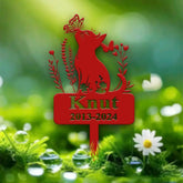 Personalized Cat Memorial Stake Custom Metal Grave Marker with Flower Cat Cemetery Stake Loss of Cat Sympathy Gift Cat