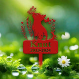 Personalized Cat Memorial Stake Custom Metal Grave Marker with Flower Cat Cemetery Stake Loss of Cat Sympathy Gift Cat