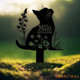Personalized Cat Memorial Stake Custom Metal Grave Marker with Flower Cat Cemetery Stake Loss of Cat Sympathy Gift Cat