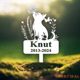 Personalized Cat Memorial Stake Custom Metal Grave Marker with Flower Cat Cemetery Stake Loss of Cat Sympathy Gift Cat