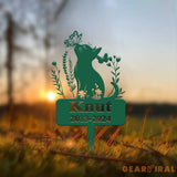 Personalized Cat Memorial Stake Custom Metal Grave Marker with Flower Cat Cemetery Stake Loss of Cat Sympathy Gift Cat