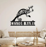 Personalized Chameleon Name Sign Home Decor Custom Chameleon Metal Wall Art LED Light Boy Girl Nursery Decoration