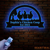 Personalized Chicken Coop Sign with Led Light Hen House Coop Sign Farm Metal Sign Metal Chicken Coop Sign Custom