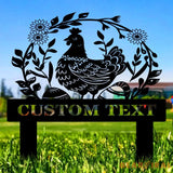 Personalized Chicken Home Farm Metal Stake Custom Sign - Personalize Chicken Yard Sign - Metal Chicken Sign - Garden