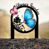 Personalized Couple Butterfly Metal Garden Stake Sign Custom Name Metal Garden Decor Yard Art Custom Metal Garden Art