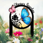 Personalized Couple Butterfly Metal Garden Stake Sign Custom Name Metal Garden Decor Yard Art Custom Metal Garden Art