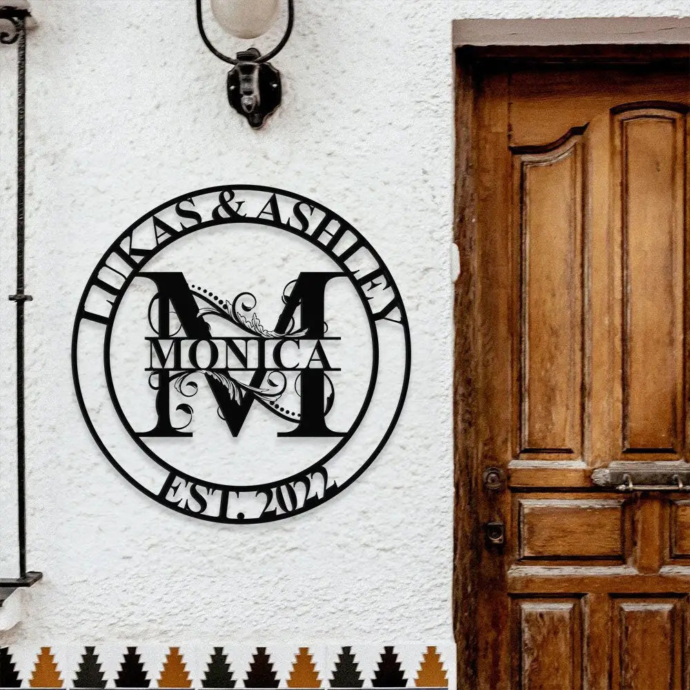 Personalized Couple Family Name Metal Sign - Last Name Initial Hanging - Personalize Metal Sign - Metal Decor - Wall