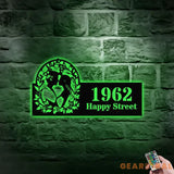 Personalized Couple Kissing Bride and Groom LED Sign - Metal Address Sign - House Number Hanging Wall Sign - Address