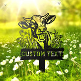 Personalized Cow Yard Stake - Cow Farmhouse Yard Decor - Farmer Name Sign - Custom Cow Sign with Stake | GearViral