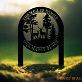 Personalized Custom Metal Deer Sign Stake Custom Metal Name Signs Metal Camping Sign Last Name Signs Cabin Sign Gift