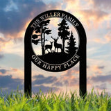 Personalized Custom Metal Deer Sign Stake Custom Metal Name Signs Metal Camping Sign Last Name Signs Cabin Sign Gift