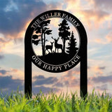 Personalized Custom Metal Deer Sign Stake Custom Metal Name Signs Metal Camping Sign Last Name Signs Cabin Sign Gift