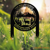 Personalized Custom Metal Deer Sign Stake Custom Metal Name Signs Metal Camping Sign Last Name Signs Cabin Sign Gift