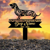 Personalized Dachshund Mandala Garden Stake Zentangle Yard Art Dog Memorial Sign Outdoor Decor Pet Loss Sympathy Gift