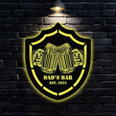 Personalized Dad’s Bar Family name Metal LED Sign - Last Name Initial Hanging - Personalize Dad’s Bar Metal Sign