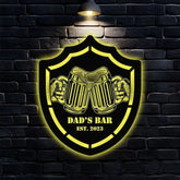 Personalized Dad’s Bar Family name Metal LED Sign - Last Name Initial Hanging - Personalize Dad’s Bar Metal Sign