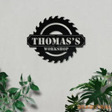Personalized Dad’s Workshop metal Sign - Heart Metal Wall Art - Love Family Name Metal Sign - Gift for him