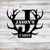 Personalized Deer Antlers Metal Letter and Name Cabin Sign Deer Cabin Sign Outdoor Decor Deer Hunter Gift Lodge Sign