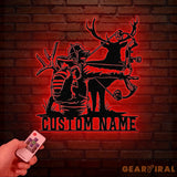 Personalized Deer Bow Hunting Name Metal Sign with Led Light Deer Hunter Gift Custom Last Name Sign Man Cave Decor