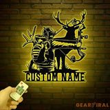Personalized Deer Bow Hunting Name Metal Sign with Led Light Deer Hunter Gift Custom Last Name Sign Man Cave Decor
