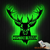 Personalized Deer Hunting Monogram Metal Sign LED Lights - Custom Deer Hunting Metal Signs - Deer Wall Decor - Dad Deer