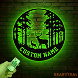 Personalized Deer Metal Cabin Sign with Led Lights Custom Deer Forest Metal Sign Last Name Sign Deer Sign Cabin Sign