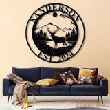 Personalized Deer Metal Cabin Sign with Led Lights Custom Deer Forest Metal Sign Last Name Sign Deer Sign Cabin Sign