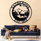 Personalized Deer Metal Cabin Sign with Led Lights Custom Deer Forest Metal Sign Last Name Sign Deer Sign Cabin Sign
