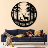 Personalized Deer Metal Cabin Sign with Led Lights Custom Deer Forest Metal Sign Last Name Sign Deer Sign Cabin Sign