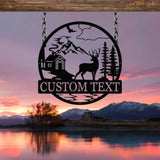 Personalized Deer Metal Sign Cabin Sign Last Name Sign Family Name Sign Gift For Deer Hunter Cabin Decor Outdoor Sign