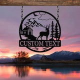 Personalized Deer Metal Sign Cabin Sign Last Name Sign Family Name Sign Gift For Deer Hunter Cabin Decor Outdoor Sign