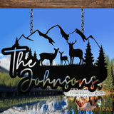 Personalized Deer Metal Sign Cabin Sign Last Name Sign Family Name Sign Gift For Deer Hunter Cabin Decor Outdoor Sign