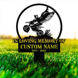 Personalized Dirtbike Motocross Biker Memorial Stake Personalized Biker Name Sign Metal Stake Sympathy Sign Grave