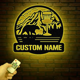 Personalized Disc Golf Metal Sign with LED Lights Custom Disc Golfer Name Sign Sports Wall Art Gift for Dad Home Decor