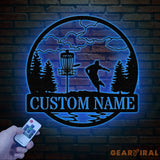 Personalized Disc Golf Metal Sign with LED Lights Custom Disc Golfer Name Sign Sports Wall Art Gift for Dad Home Decor