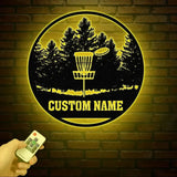 Personalized Disc Golf Metal Wall Art LED Light Custom Disc Golfer Name Sign Home Decor Disc Golf Wall Art Gift for