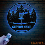 Personalized Disc Golf Metal Wall Art LED Light Custom Disc Golfer Name Sign Home Decor Disc Golf Wall Art Gift for