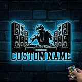 Personalized DJ Disc Jockey Music Metal Wall Art With Led Lights Custom Deejay Headphones Name Sign Home Decor Dee Jay
