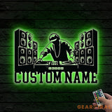 Personalized DJ Disc Jockey Music Metal Wall Art With Led Lights Custom Deejay Headphones Name Sign Home Decor Dee Jay