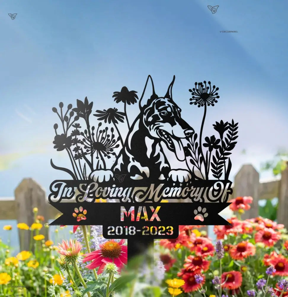 Personalized Dog Memorial Stake - Doberman Sign - In Loving Memory Doberman Dog - Metal Stake | GearViral