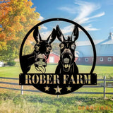 Personalized Donkey Metal Sign Custom Donkey Farm Metal Sign Donkeys Metal Wall Art Name Sign Decoration Metal Family