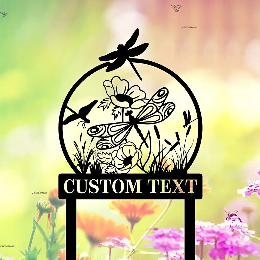 Personalized Dragonfly Garden Sign - Dragonfly Garden Stake - Custom Garden Sign - Metal Yard Art | GearViral