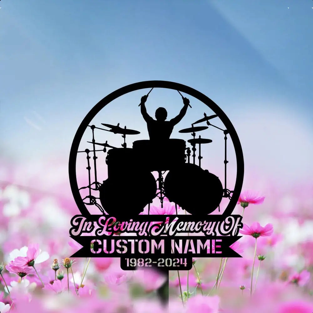 Personalized Drum Set Drummer Memorial Stake - Drummer Loss - Dad Loss - Gift Stake | GearViral