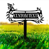 Personalized Fairy Metal Garden Sign,Custom Garden Sign,Fairy Garden Stake,Outdoor Garden Yard Decor,Metal Fairy Garden