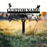 Personalized Fairy Metal Garden Sign Custom Garden Sign Fairy Garden Stake Porch Decor Metal Fairy Garden Art Gardener